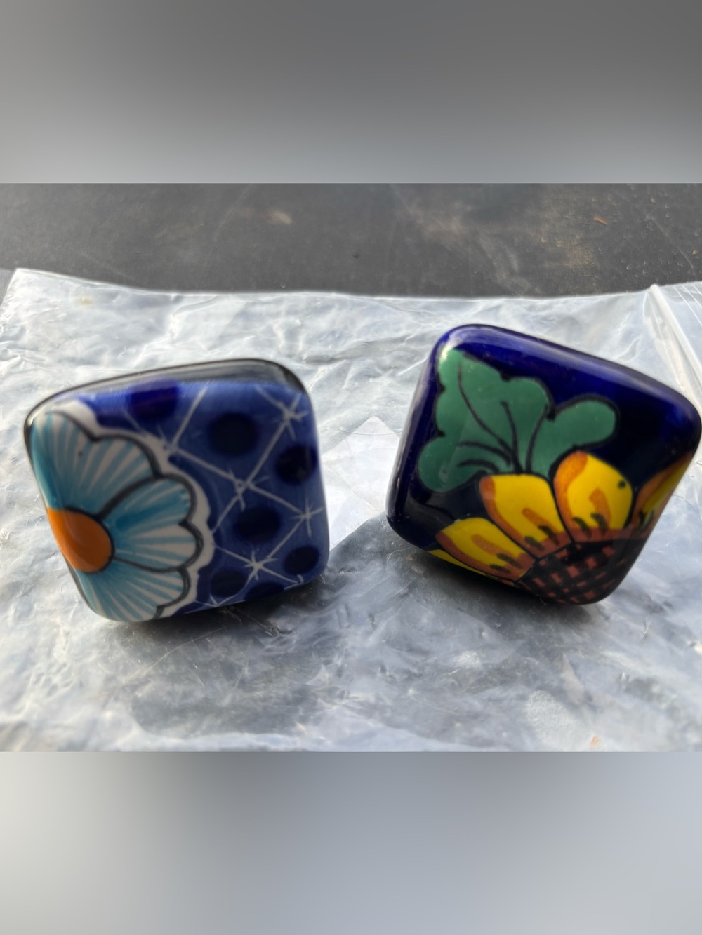 Mexican handmade Talavera cabinet drawer knobs